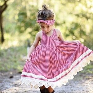 Dollcake Carnival Striped Crochet Lace Halter Dress‎